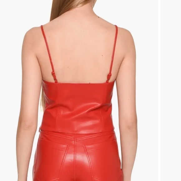 New! WAYF x Jourdan Sloane Giselle Faux Leather Crop Camisole Top - Medium - RED - Picture 6 of 16